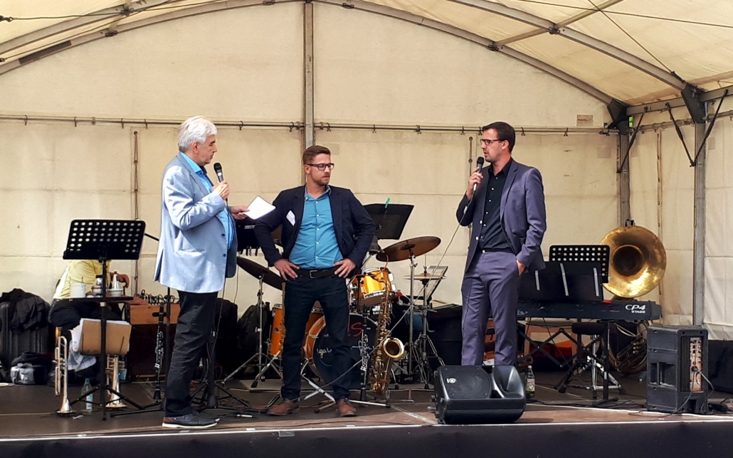 v. l. n. r.: Reinhard Gradmann (Moderation), Reiner Weidle (Leitung Technik Dienste für Menschen gGmbH), Michael Farkas